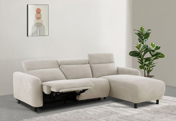 Home affaire Ecksofa SKAANE Struktur, L-Form, 274 cm, manuelle u. elektrische Funktion, Kopfteilverstellung, Relax-und Liegefunktion, Federkernpolsterung