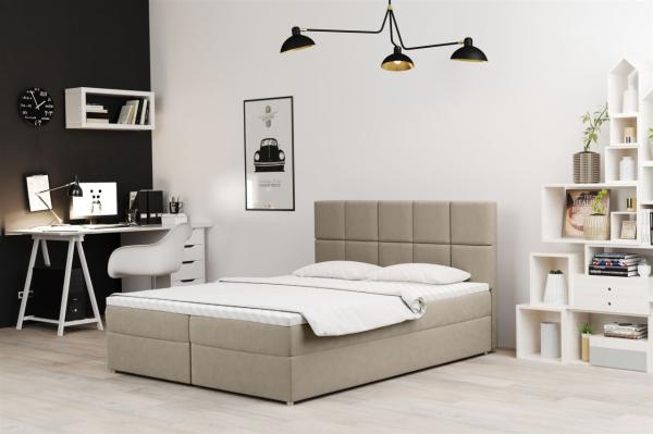 Boxspringbett Schlafzimmerbett FRASCO 120x200cm in Stoff Soro Beige