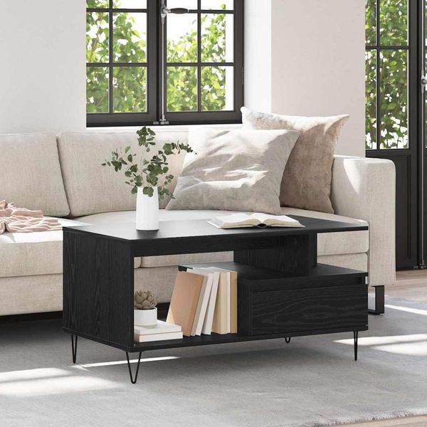 vidaXL Couchtisch Schwarz Eichen-Optik 90 x 49 x 45 cm Holzwerkstoff 882716