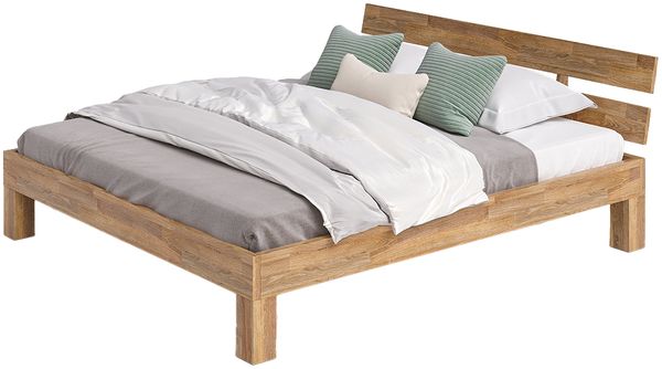skølm 'Floki' Bett 200x200 cm, Bettgestell, natur geölt, Massivholzbett aus Eiche, Doppelbett mit Bettkopf Bild 8