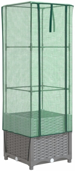 vidaXL Hochbeet mit Gewächshaus-Aufsatz Rattan-Optik 40x40x139 cm 4015855