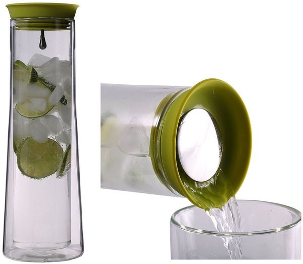 Wasserkaraffe Glaskaraffe Thermo Karaffe Ausgießfunktion 360 Grad 850 ml