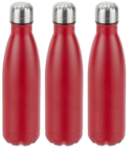 3 x Trinkflasche Edelstahl rot 10028142