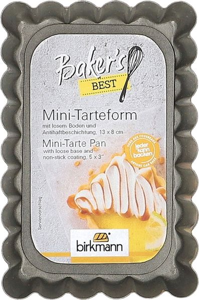 Birkmann Mini-Tarteform rechteck. 13x8 cm Höhe 2 cm mit losem Boden mit Antihaftbeschichtung
