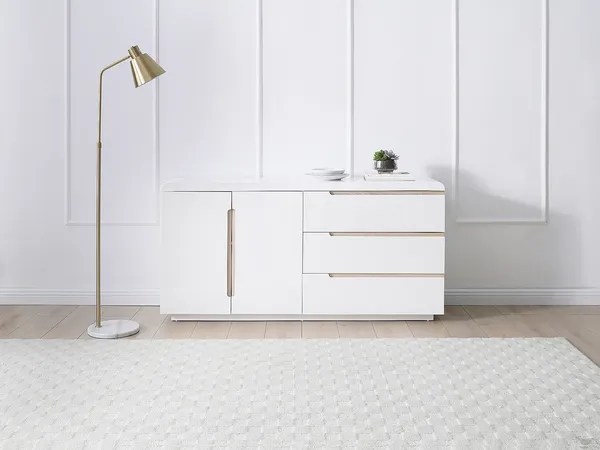 Vente-unique - NURINI Sideboard Holz, Platte Weiß - B 39,6 cm x H 80 cm x L 160 cm