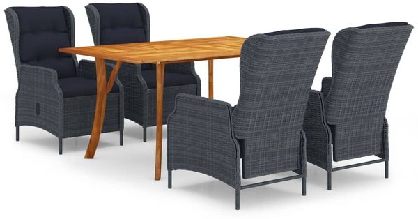 vidaXL 5-tlg. Garten-Essgruppe Dunkelgrau 3072166