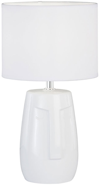 Tischleuchte, Keramik weiß, Stoffschirm, H 38,5 cm