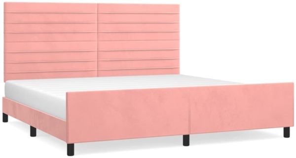 vidaXL Bettgestell mit Kopfteil Samt Rosa 200x200 cm