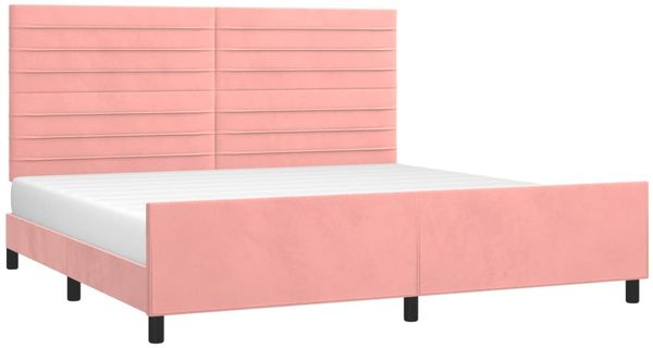 vidaXL Bettgestell mit Kopfteil Samt Rosa 200x200 cm Bild 3