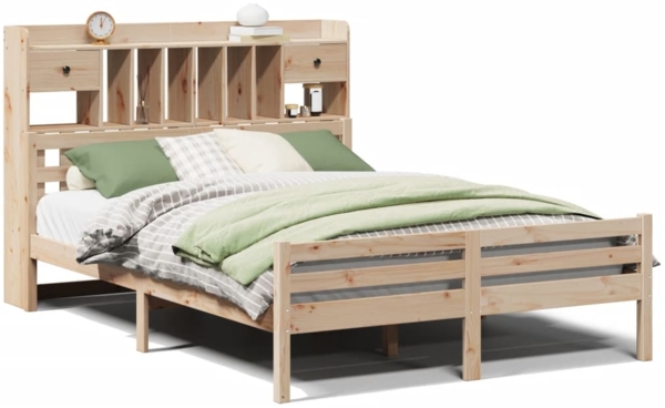 vidaXL Massivholzbett mit Regal ohne Matratze 140x200 cm Kiefer 3322263