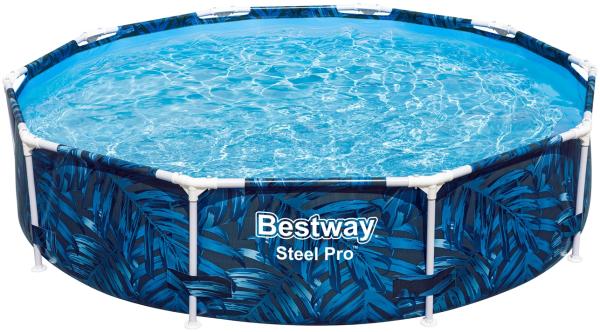 Steel Pro™ Frame Pool ohne Pumpe Ø 305 x 66 cm, tropisches Blatt-Design, rund