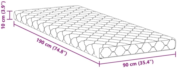 vidaXL Matratze mit Kokosnusschicht Weiß 190 x 90 cm PU-Schaum 4106381 Bild 10