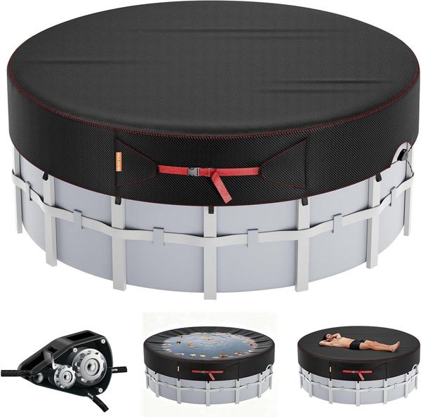 FELIXLEO Pool-Abdeckplane Poolabdeckung Rund 366 cm 420D mit Spannratsche Wasserdicht