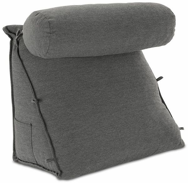 aktivshop Rückenkissen mit Nackenrolle für Bett & Sofa, 55x50x30cm, waschbarer Bezug