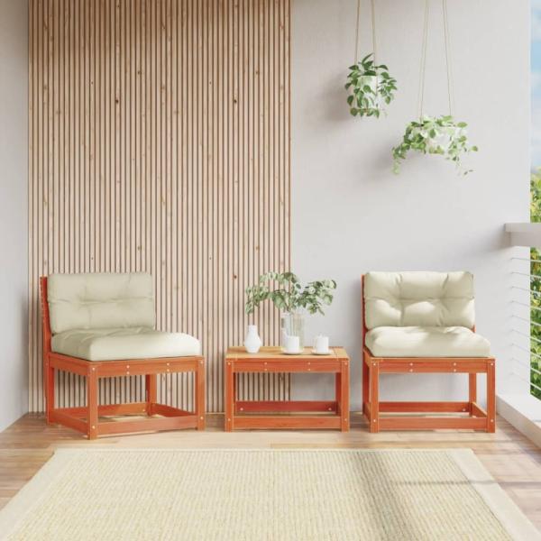 vidaXL Gartensofas mit Kissen 2 Stk. Wachsbraun Massivholz Kiefer 844706