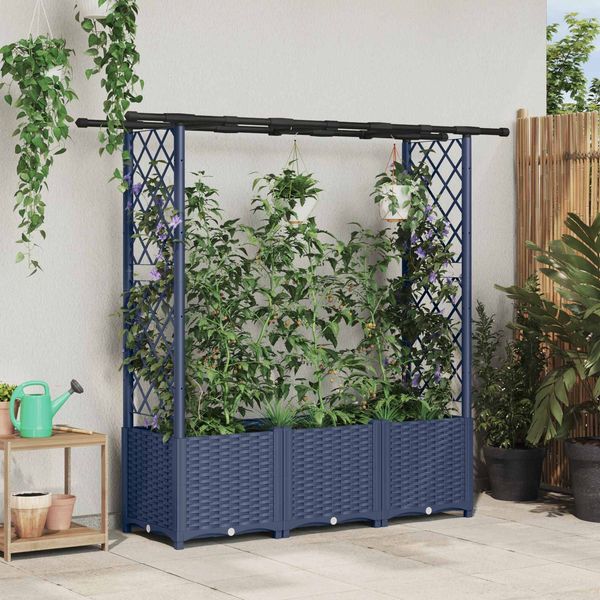 vidaXL Hochbeet mit Rankgitter und Dach Grau 162,5 x 40 x 136 cm PP 42032567