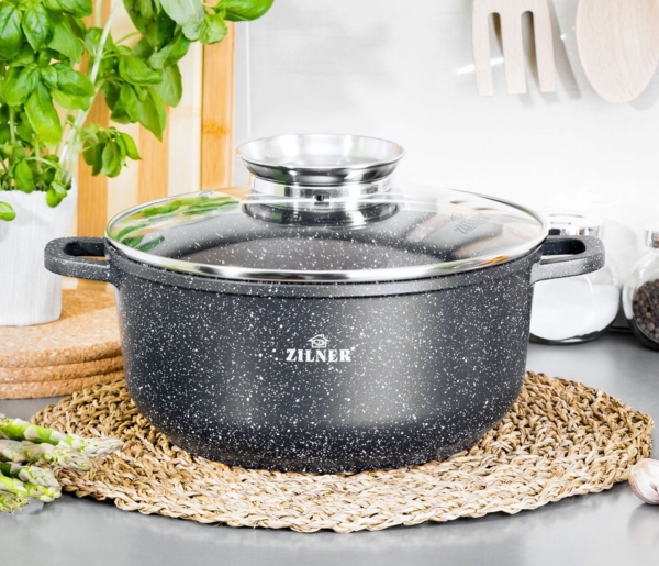 Zilner Topf-Set Schöne Schwarze Töpfe in 6 verschiedenen Größen, Steinbeschichtung, Aluminiumguss, Keramik, Edelstahl, Aluminium (Passt in jede Küche! 1.4L / 2.4L / 3.3L / 4.5L 6.7L, 12-tlg, Es ist eine perfekte Geschenkidee für jeden Anlass), Innovati... Bild 3