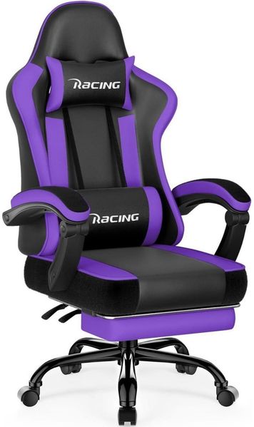 Ergonomischer Gaming Stuhl mit Fußstütze in Lila bis 150 kg