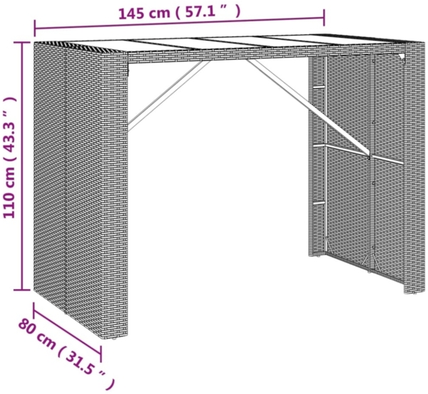 vidaXL 5-tlg. Gartenbar-Set mit Kissen Schwarz Poly Rattan 3200667 Bild 7