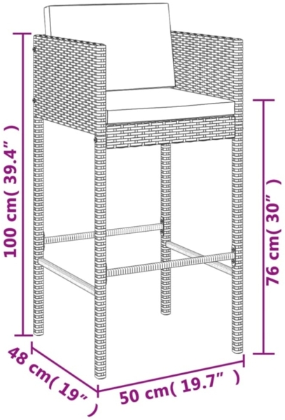 vidaXL 5-tlg. Gartenbar-Set mit Kissen Schwarz Poly Rattan 3200667 Bild 6