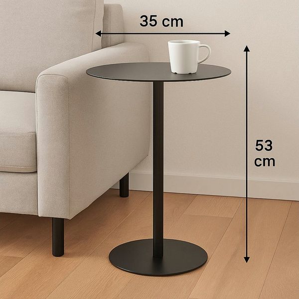 Koopman Beistelltisch Metalltisch Rund 53x35x25 cm Beige / Schwarz / Weiß (Einzelartikel, 1-St, 1 Tisch), Schwarz, Metall, Rund, stabiler Stand, Tisch