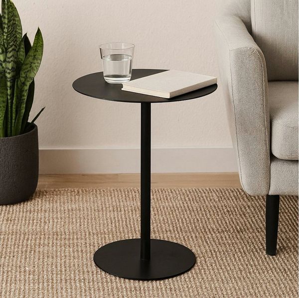 Koopman Beistelltisch Sofatisch Metalltisch Rund 53x35x25 cm Beige / Schwarz / Cremeweiß (Einzelartikel, 1-St, 1 Tisch), Schwarz, Metall, Rund, stabiler Stand, Tisch