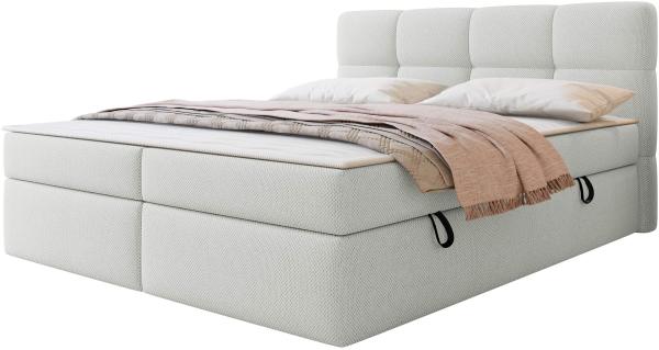 Mirjan24 Boxspringbett mit H3-Matratze und Topper Fogy , hellgrau, 180 x 200 cm