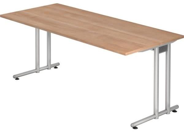 Schreibtisch NS19 C-Fuß 180x80cm Nussbaum Gestellfarbe: Silber