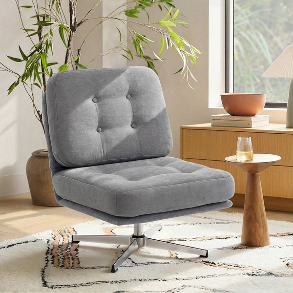 HOMCOM Relaxsessel breiter Loungesessel (Moderner Polsterstuhl, 1-St, Sessel), 360° drehbar, extra breiter Sitz