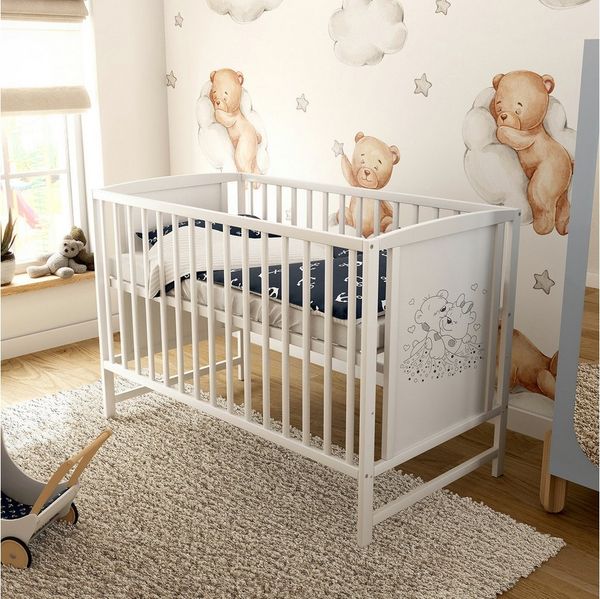 Baby-Delux Komplettbett Babybett Mia Komplettset, 7-tlg, Kinderbett 60x120 cm weiß, Bettset verschiedene Designs