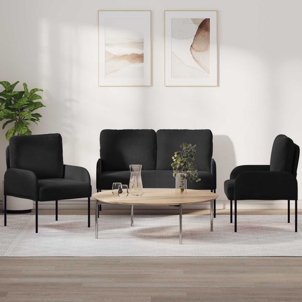 vidaXL Sofagarnituren 3 pcs Schwarz 115 x 56 x 80 cm Sperrholz 3406222