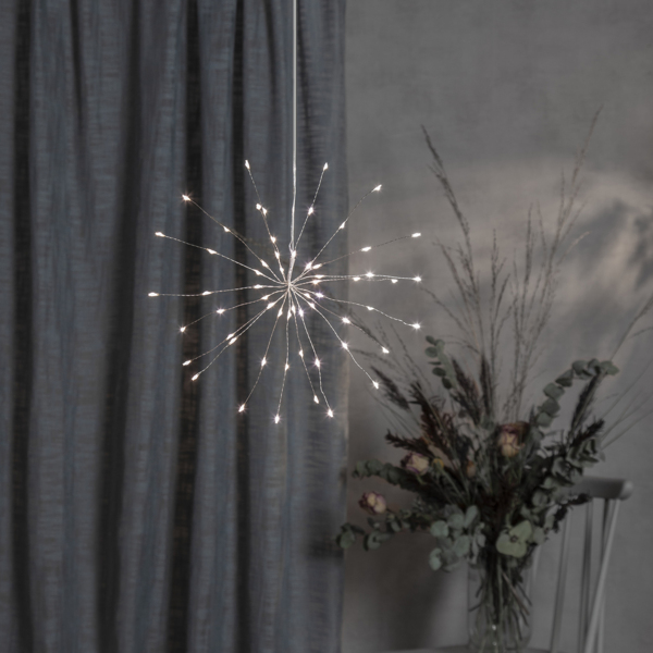 LED Hängeleuchte -Firework', LED Feuerwerk, 60 LEDs, Batterien + Timer, silber, Ø 26cm