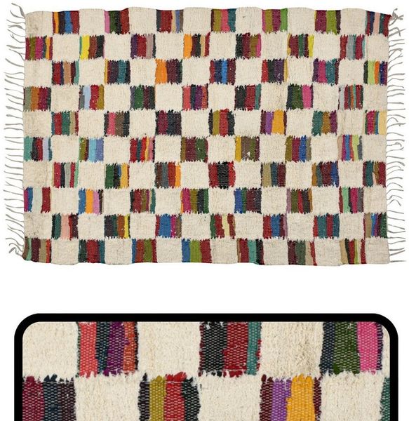 Marrakesch Orient & Mediterran Interior Teppich Teppich Calliou 120x180 cm, Handgewebter Boho Baumwollteppich Bunt, Höhe: 1 mm, Handarbeit