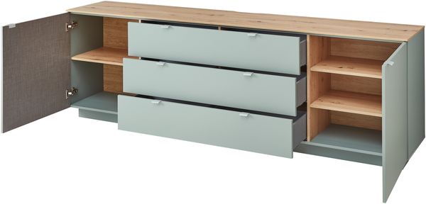 Wohnwand >Core< (3-teilig) in schilf matt / Artisan Dekor - 240x77x44 (BxHxT) Bild 6