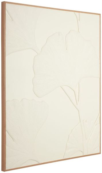 Wandpaneel Ginko Leaf aus Jute und Holz, modern, naturfarben, 102x127 cm, Must Living