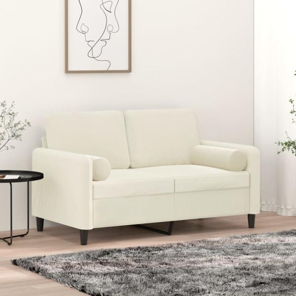 vidaXL Zierkissen 2 Stk. Creme Ø15x50 cm Samt 349517