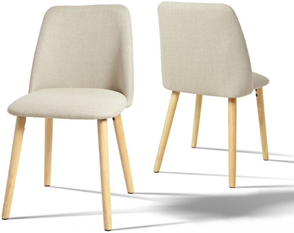 GOEURVANT 421 Esszimmerstühle 2er-Set, Webstoff - Beige Stoff