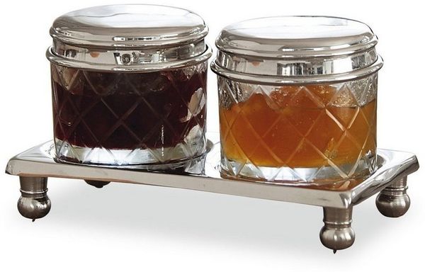 Mirabeau Vorratsdose Dosen 2er Set Aiton klar/silber, Glas, Deckel: Messing, Halterung: Messing