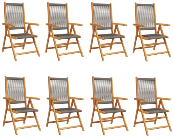 vidaXL Gartenstuhl Verstellbar 8 Stk. Grau Massivholz Akazie 3214534