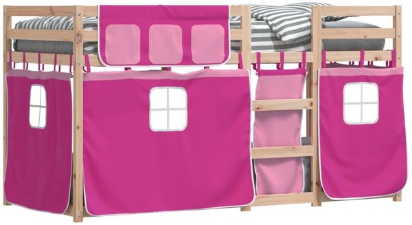 vidaXL Etagenbett mit Vorhängen Rosa 90x200 cm Massivholz Kiefer 3283894 Bild 4