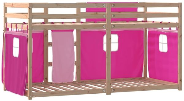 vidaXL Etagenbett mit Vorhängen Rosa 90x200 cm Massivholz Kiefer 3283894 Bild 7