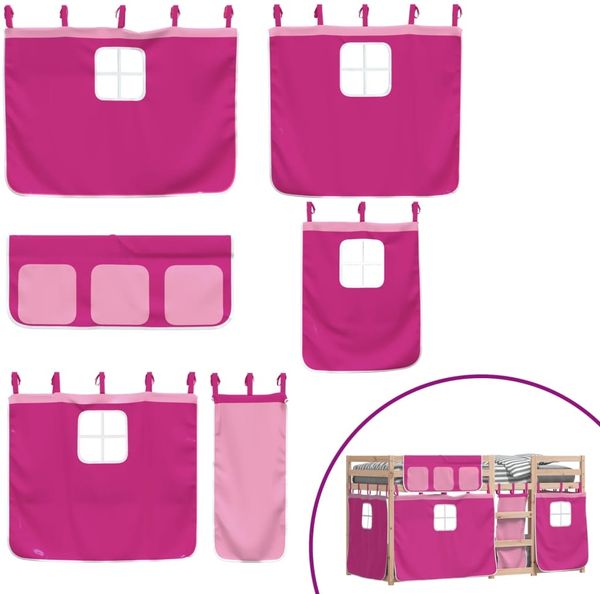 vidaXL Etagenbett mit Vorhängen Rosa 90x200 cm Massivholz Kiefer 3283894 Bild 10