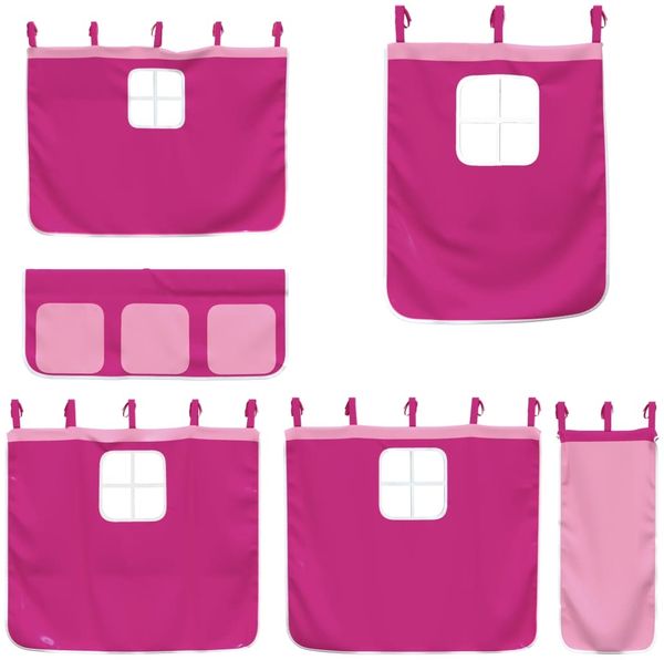 vidaXL Etagenbett mit Vorhängen Rosa 90x200 cm Massivholz Kiefer 3283894 Bild 9