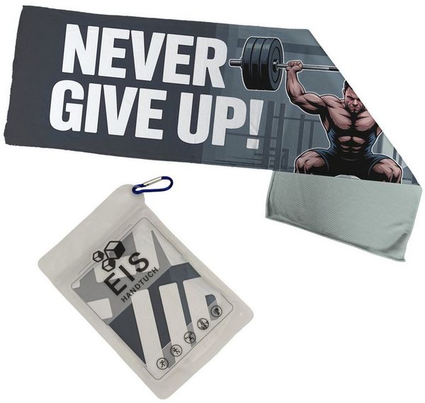 speecheese Sporthandtuch Never Give Up Eishandtuch für Fitnessfreaks