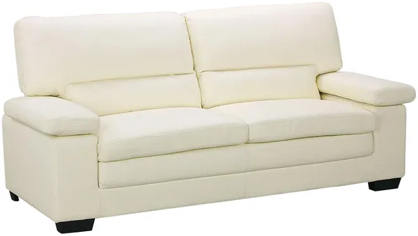 Vente-unique - MIMAS Sofa Leder Weiß - B 89 cm x H 97 cm x L 210 cm