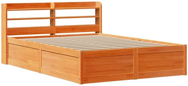vidaXL Massivholzbett mit Kopfteil Wachsbraun 140x190 cm Kiefer 3307097 Bild 2
