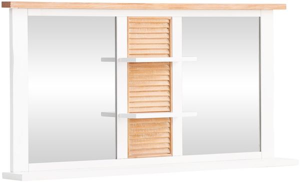 Capera Badspiegel in Weiß, Massivholz, 140x70 cm - Landhausstil Eleganz mit Praktischer Ablage