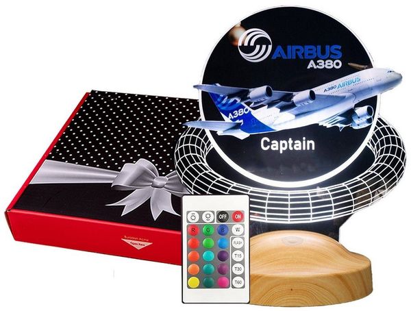 Geschenkelampe LED Nachttischlampe Passagierflugzeug 3D UV Lampe Geschenk für Piloten und Reisenden, LED fest integriert, Geschenk für Berufseinstieg, Flugzeugliebhaber