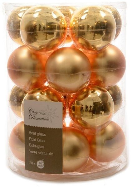 Kaemingk Weihnachtsbaumkugel Weihnachtsbaumkugeln Glas Ø 6 cm 20 Stück hellgold glänzend/matt