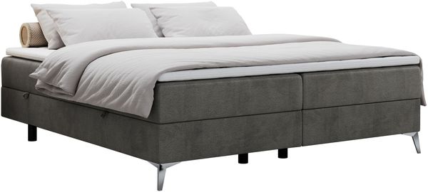 Boxspringbett - Doppelbett mit Multipocket-Matratze - LESS -120x200 - Dunkelgrau Velours - H3 Bild 3